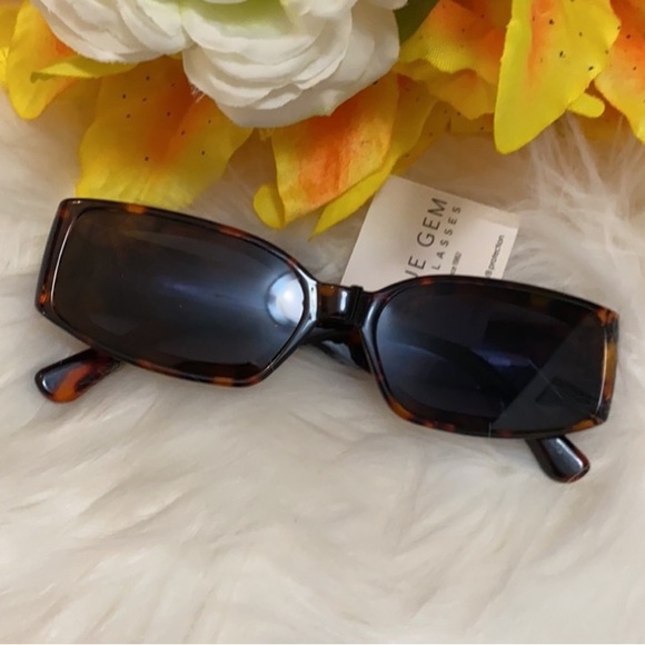 Square Frame Mixed Clear Brown Sunglasses By Blue Gem NEW! - Picture 2 of 4